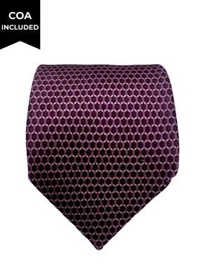 Gucci Silk Geometric Purple Tie Authentic Hand Sewn Necktie Luxury COA Included